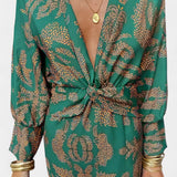 Ema Maxi Haljina s V Izrezom i Prednjim Čvorom