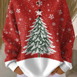 Božena – Blagdanski pulover s božićnim drvcem i snježnim pahuljama