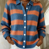 Tea – Pruge košulja od meke pletenine u plavo-narančastim tonovima