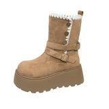 Danijela - Čizme na platformu s elegantnom kopčom i toplom plišanom podstavom