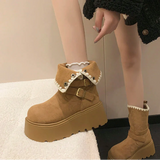 Danijela - Čizme na platformu s elegantnom kopčom i toplom plišanom podstavom