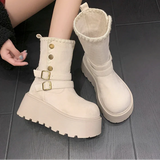 Danijela - Čizme na platformu s elegantnom kopčom i toplom plišanom podstavom