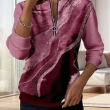 Arlena – moderna bluza s apstraktnim uzorkom i patentnim zatvaračem