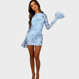 Ivana - Kratka cvjetna haljina sa zvonastim rukavima