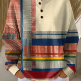 Danica – Pulover s modernim geometrijskim prugama u živim tonovima