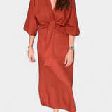 Natalija - Haljina Casual s Prednjim Čvorom i V-Izrezom