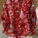 Branka – Blagdanski pulover u crvenoj boji s bijelim božićnim ilustracijama