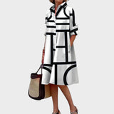 Dragana - Ženska haljina s geometrijskim printom