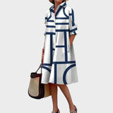 Dragana - Ženska haljina s geometrijskim printom