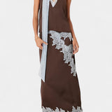 Dragica Set Topa i Suknje s Kontrastnim Čipkastim Panele