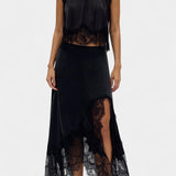 Nada Midi Suknja s Čipkastim Detaljima i Asimetričnom Porubom