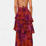 Valentina - Haljina od Chiffona s V-Izrezom i Lepršavim Rukavima