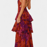 Valentina - Haljina od Chiffona s V-Izrezom i Lepršavim Rukavima