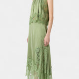 Nada Midi Suknja s Čipkastim Detaljima i Asimetričnom Porubom