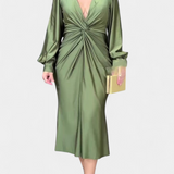 Veselka Duga Haljina s Dugim Rukavima i V-Izrezom